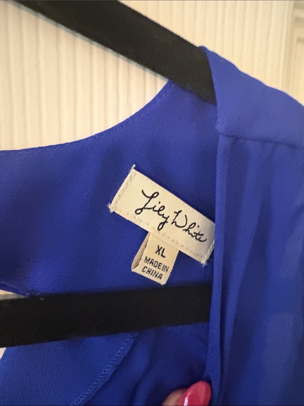 Lily White V-Neck Chiffon Camisole in Cobalt Blue - Picture 2 of 3